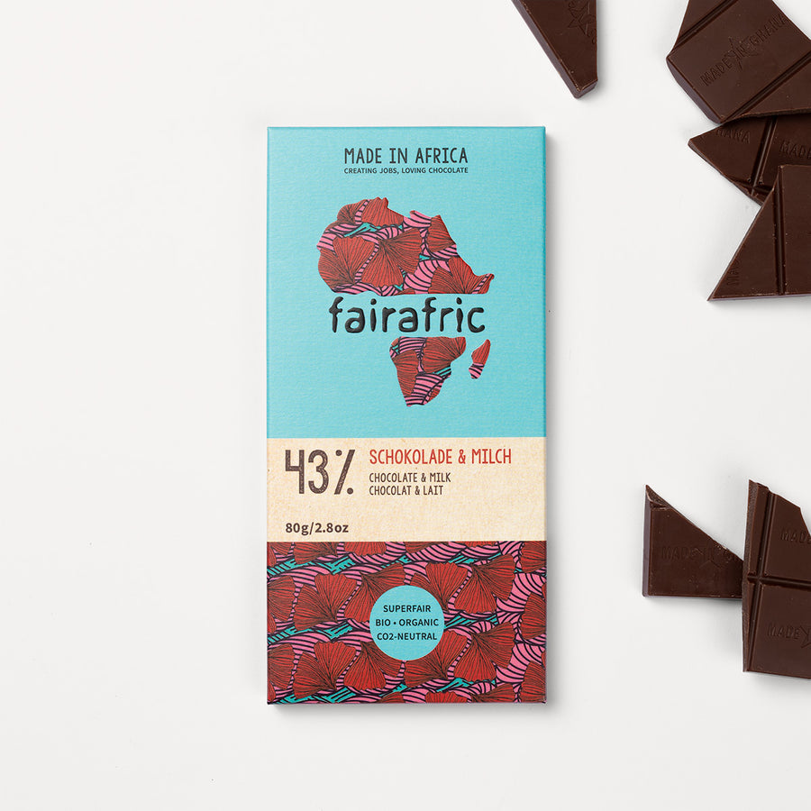 Fairafric 43% with milk organic chocolate